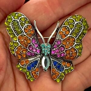 Butterfly Brooch with CZ gemstones